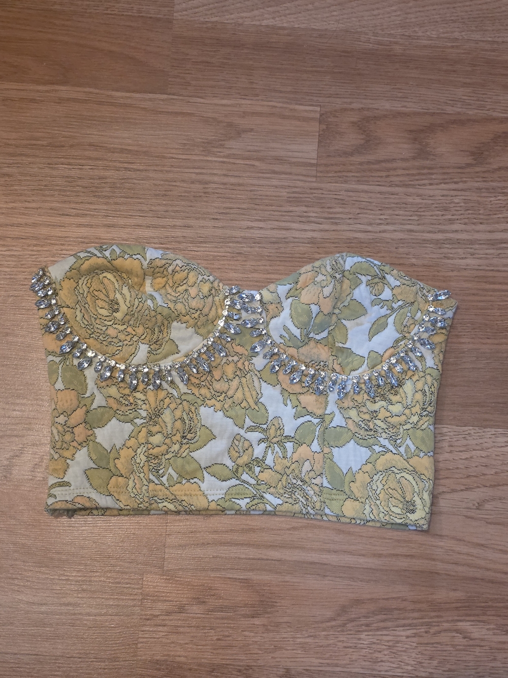 Zara Jewel Jacquard Corset Crop Top